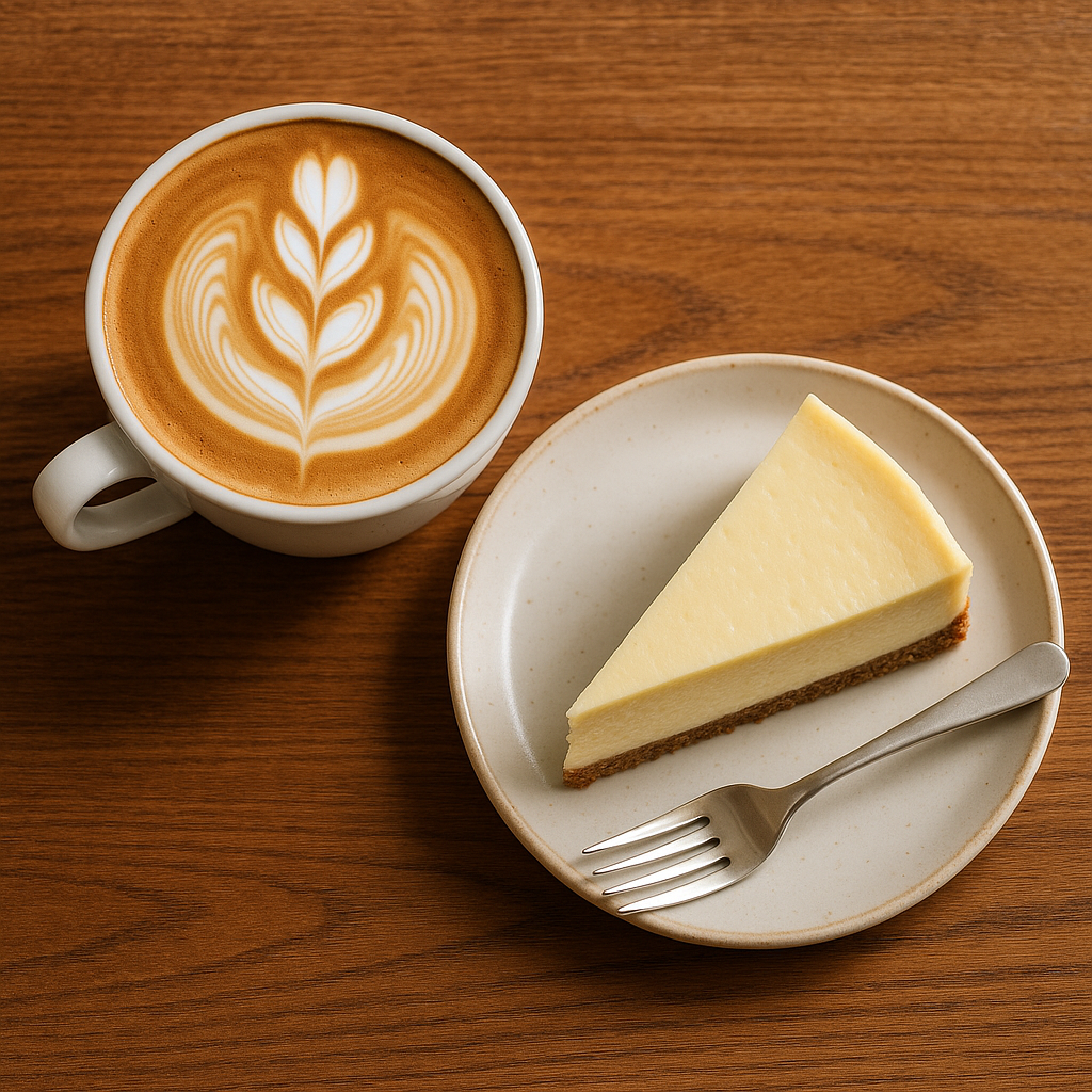 ラテアートとケーキ