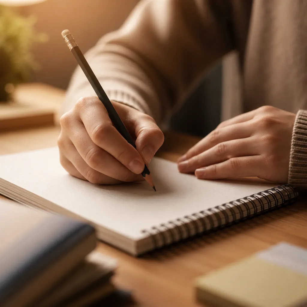 ノートに書き込む生徒の手元